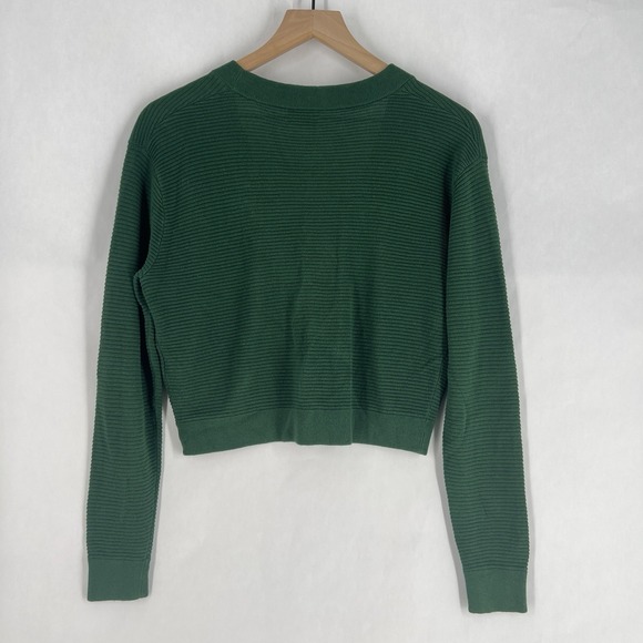 Aritzia Wilfred Womens Light Cropped Cardigan Size XS Green Linen Blend V-Neck - Picture 9 of 13